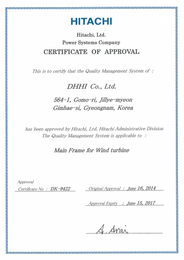 Hitachi (Certificate of Approval)